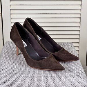 Steve Madden Excitte Dark Brown Suede Leather Heels Pumps Shoes Women's Size 6.5